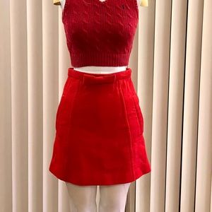 Red Miu Miu Bow Mini Skirt